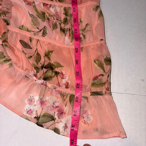 Lost + Wander Sunset Fleurs Mini Dress coral floral tiered ruffles medium - Picture 9 of 13